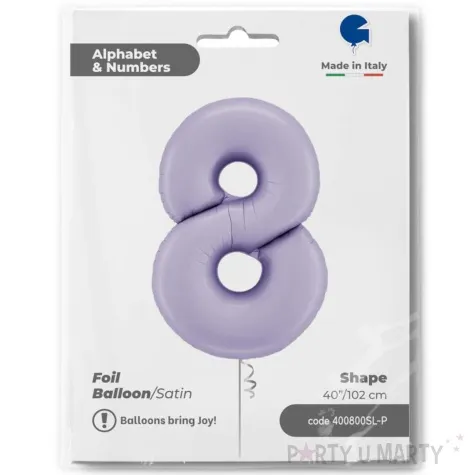 balon foliowy cyfra 8 satynowy liliowy grabo 40 dgt