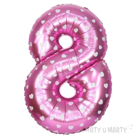 balon foliowy cyfra 8 serduszka rozowy oem 16 dgt