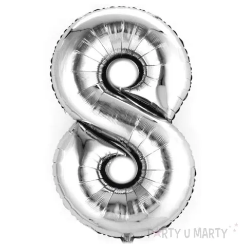balon foliowy cyfra 8 srebrny amscan 14 dgt