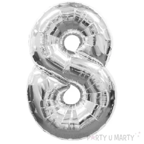 balon foliowy cyfra 8 srebrny amscan 34 dgt