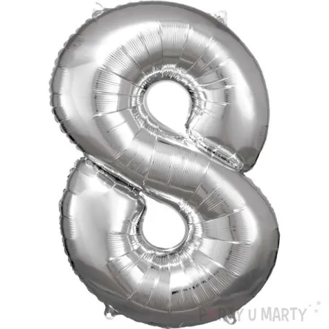 balon foliowy cyfra 8 srebrny amscan 34 dgt