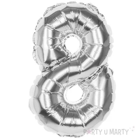 balon foliowy cyfra 8 srebrny boland 14 dgt