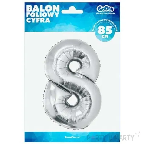 balon foliowy cyfra 8 srebrny godan 34 dgt