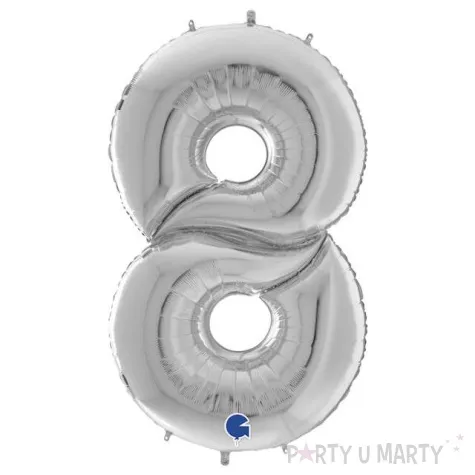 balon foliowy cyfra 8 srebrny grabo 64 dgt