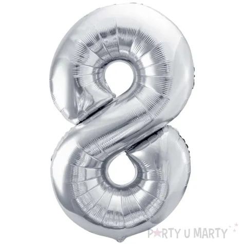 balon foliowy cyfra 8 srebrny partydeco 34 dgt