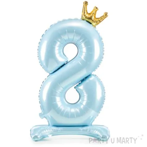 balon foliowy cyfra 8 stojaca blekitny partydeco 33 dgt