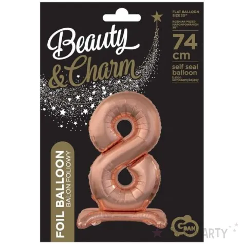 balon foliowy cyfra 8 stojaca rozowe zloto godan 29 dgt