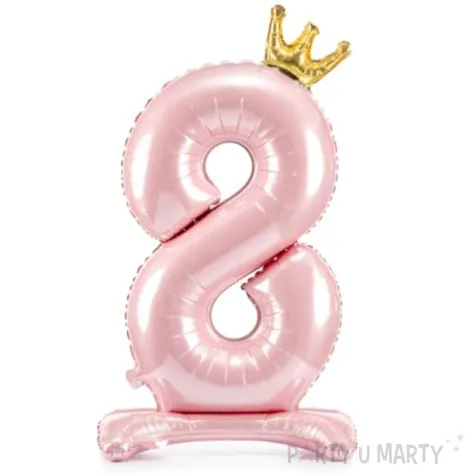 balon foliowy cyfra 8 stojaca rozowy partydeco 33 dgt