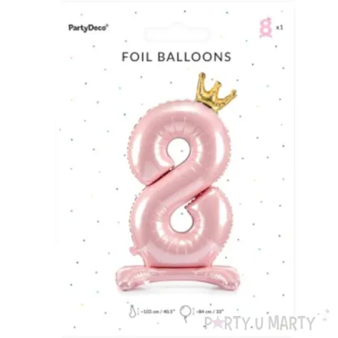 balon foliowy cyfra 8 stojaca rozowy partydeco 33 dgt
