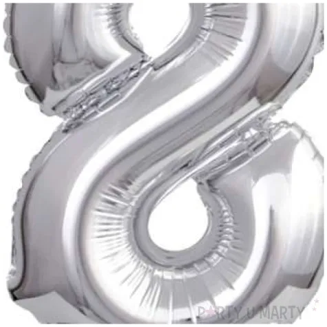 balon foliowy cyfra 8 stojaca srebrny godan 15 dgt