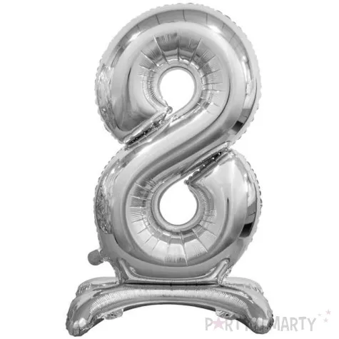 balon foliowy cyfra 8 stojaca srebrny godan 29 dgt