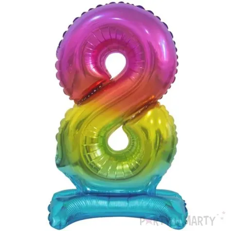 balon foliowy cyfra 8 stojaca teczowy godan 15 dgt