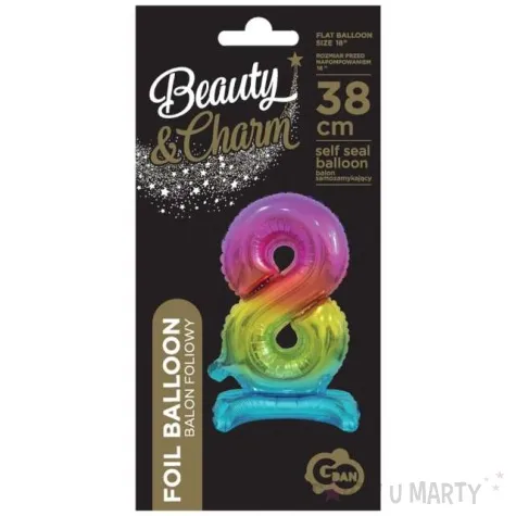 balon foliowy cyfra 8 stojaca teczowy godan 15 dgt