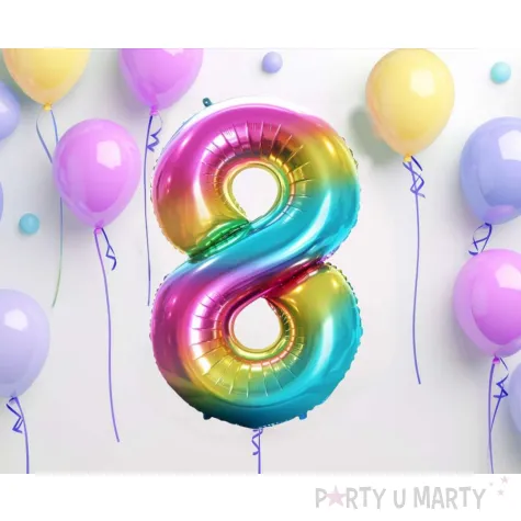 balon foliowy cyfra 8 teczowy godan 34 dgt