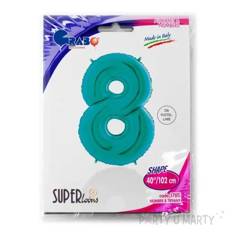 balon foliowy cyfra 8 turkusowy grabo 40 dgt