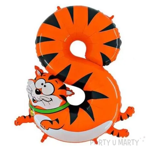 balon foliowy cyfra 8 tygrys pomaranczowy grabo 40 dgt
