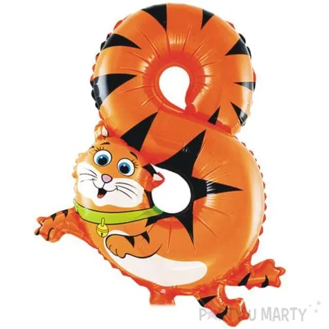 balon foliowy cyfra 8 tygrysek pomaranczowy oem 16 dgt