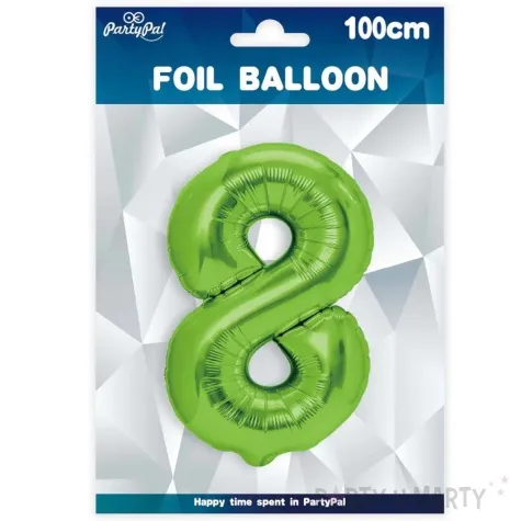balon foliowy cyfra 8 zielone jabluszko partypal 39 dgt