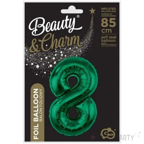 balon foliowy cyfra 8 zielony butelkowy godan 33 dgt