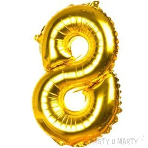 balon foliowy cyfra 8 zloty czakos 14 dgt