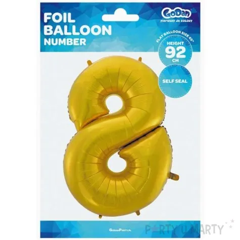 balon foliowy cyfra 8 zloty mat godan 45 dgt