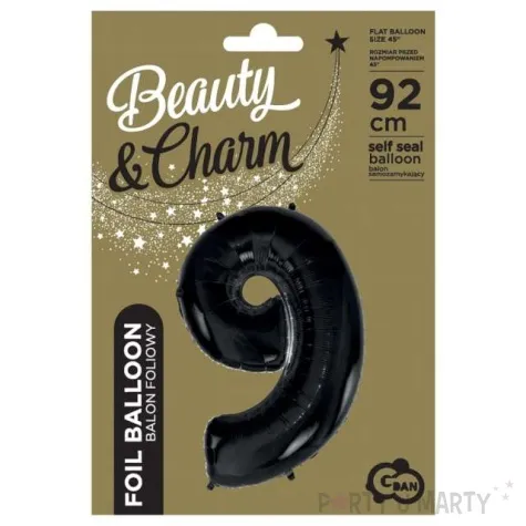 balon foliowy cyfra 9 beauty and charm czarny godan 36 dgt