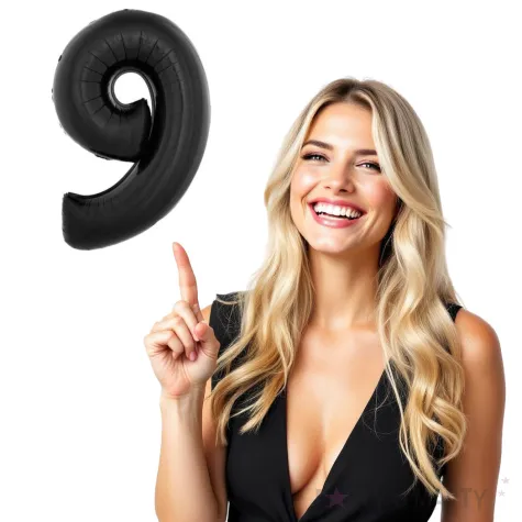 balon foliowy cyfra 9 czarny funny fashion 40 dgt