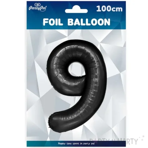 balon foliowy cyfra 9 czarny partypal 39 dgt