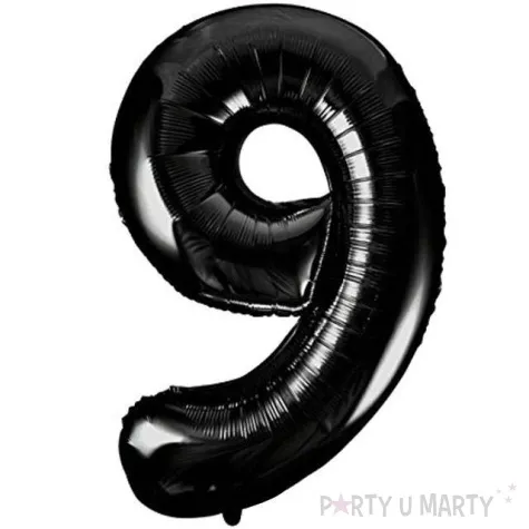 balon foliowy cyfra 9 czarny unique 34 dgt