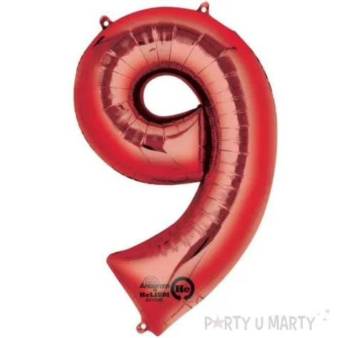 balon foliowy cyfra 9 czerwony amscan 34 dgt