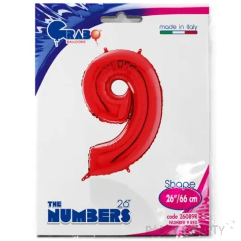 balon foliowy cyfra 9 czerwony grabo 26 dgt