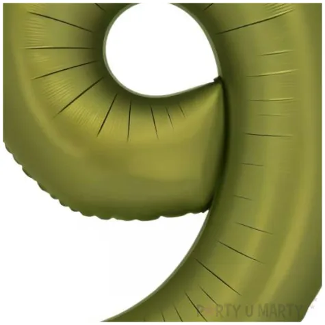 balon foliowy cyfra 9 dekoracja na urodziny oliwkowy zielony 34 dgt