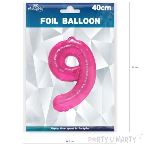 balon foliowy cyfra 9 fuksja partypal 16 dgt