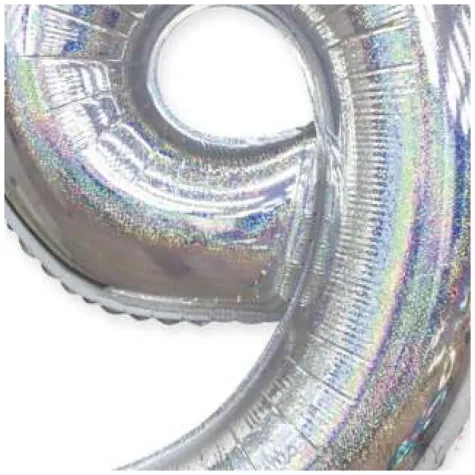 balon foliowy cyfra 9 holograficzna srebrny partypal 40 dgt