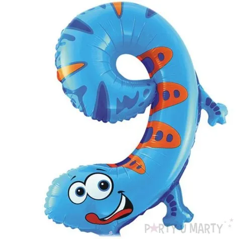 balon foliowy cyfra 9 jaszczurka niebieski oem 16 dgt