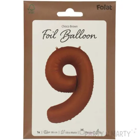 balon foliowy cyfra 9 mat braz czekoladowy folat 34 dgt
