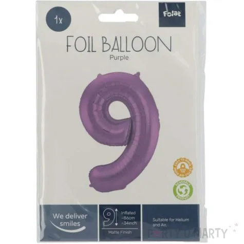balon foliowy cyfra 9 metaliczny mat fioletowy folat 34 dgt