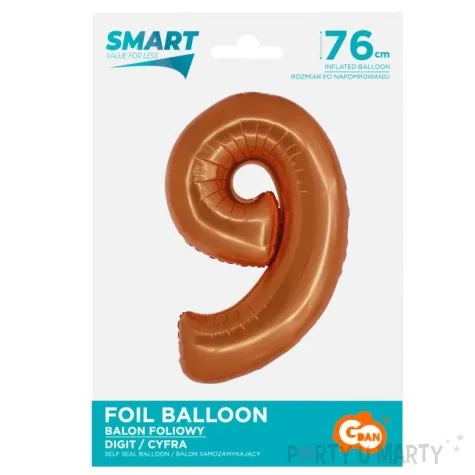 balon foliowy cyfra 9 miedziany godan 30 dgt