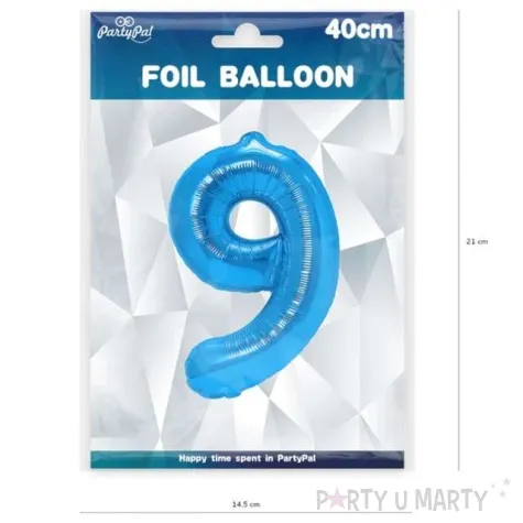 balon foliowy cyfra 9 niebieski partypal 16 dgt