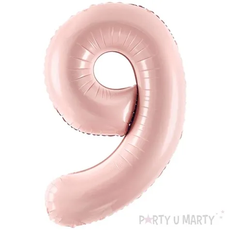 balon foliowy cyfra 9 pastel rozowy jasny partydeco 34 dgt