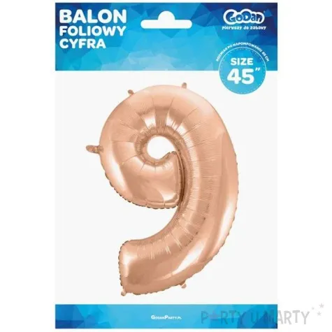balon foliowy cyfra 9 rozowe zloto godan 45 dgt
