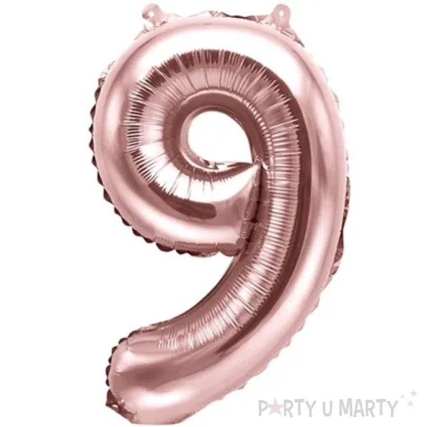 balon foliowy cyfra 9 rozowe zloto partydeco 14 dgt