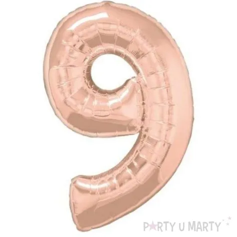 balon foliowy cyfra 9 rozowe zloto qualatex 34 dgt