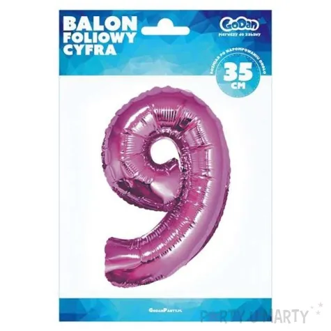 balon foliowy cyfra 9 rozowy godan 14 dgt
