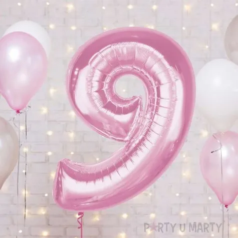 balon foliowy cyfra 9 rozowy jasny godan 36 dgt