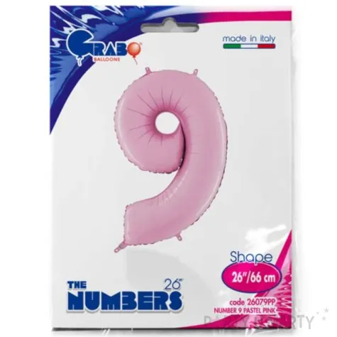 balon foliowy cyfra 9 rozowy pastel grabo 26 dgt