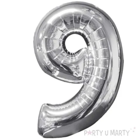 balon foliowy cyfra 9 srebrny amscan 26 dgt