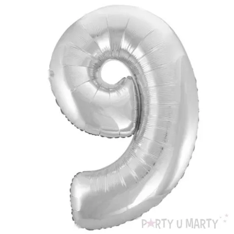 balon foliowy cyfra 9 srebrny godan 45 dgt