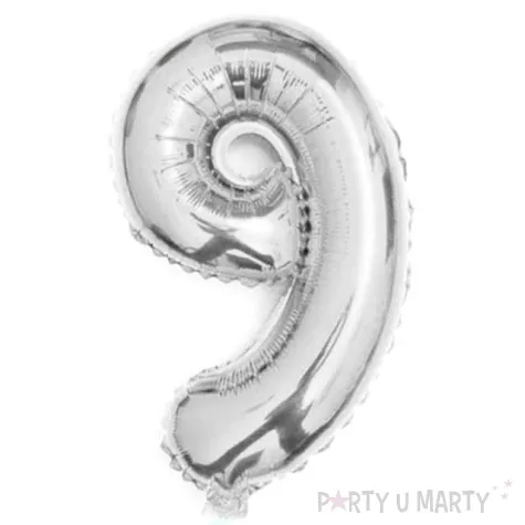 balon foliowy cyfra 9 srebrny oem 16 dgt