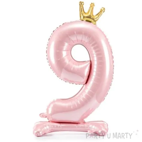 balon foliowy cyfra 9 stojaca rozowy partydeco 33 dgt